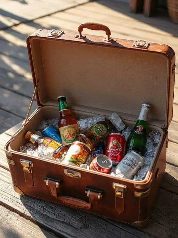 vintage suitcase drink cooler