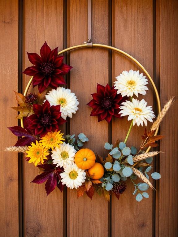 asymmetrical fall hoop wreath
