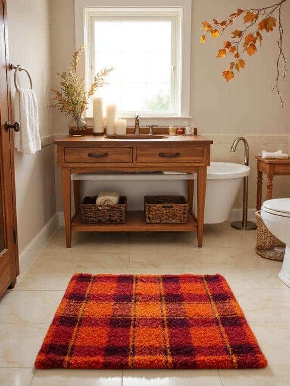autumn plaid bath mat