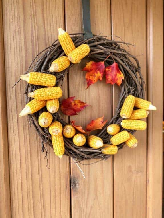 autumn wreath with corn