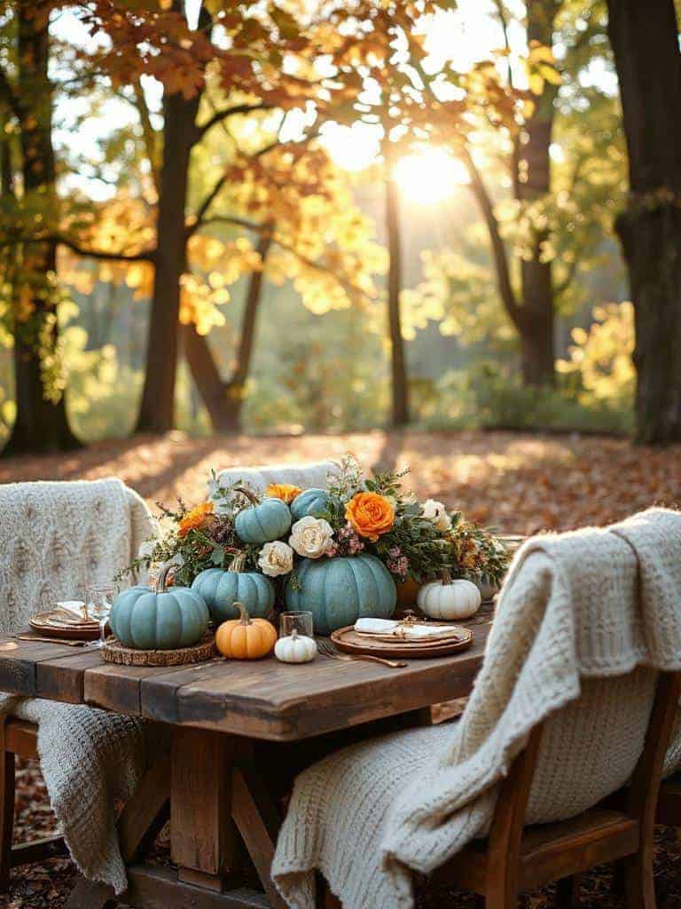 blue burnt orange pumpkins