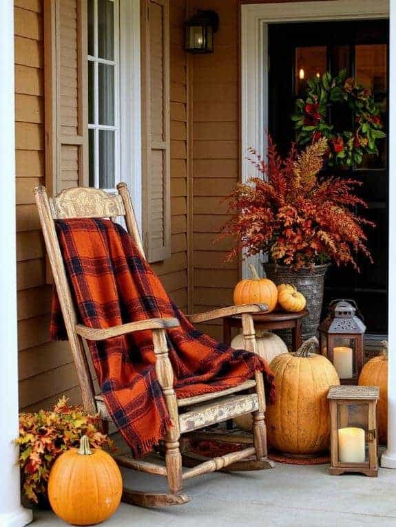 cozy autumn porch setup