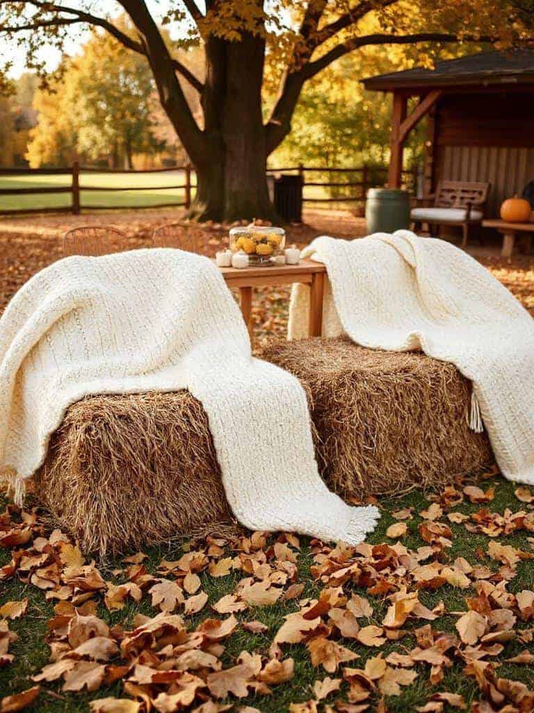 cozy blankets on hay