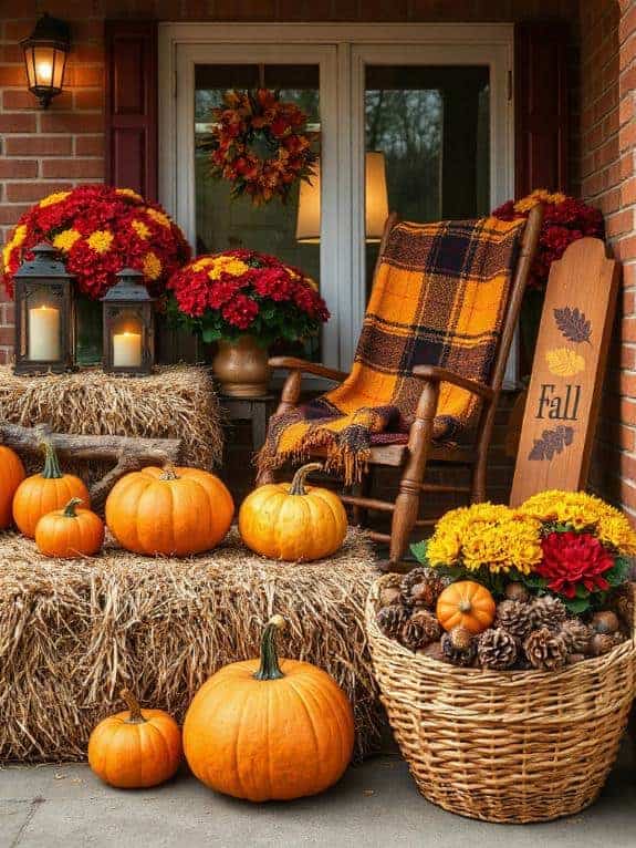 cozy fall porch display