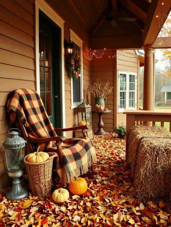 cozy fall porch lighting