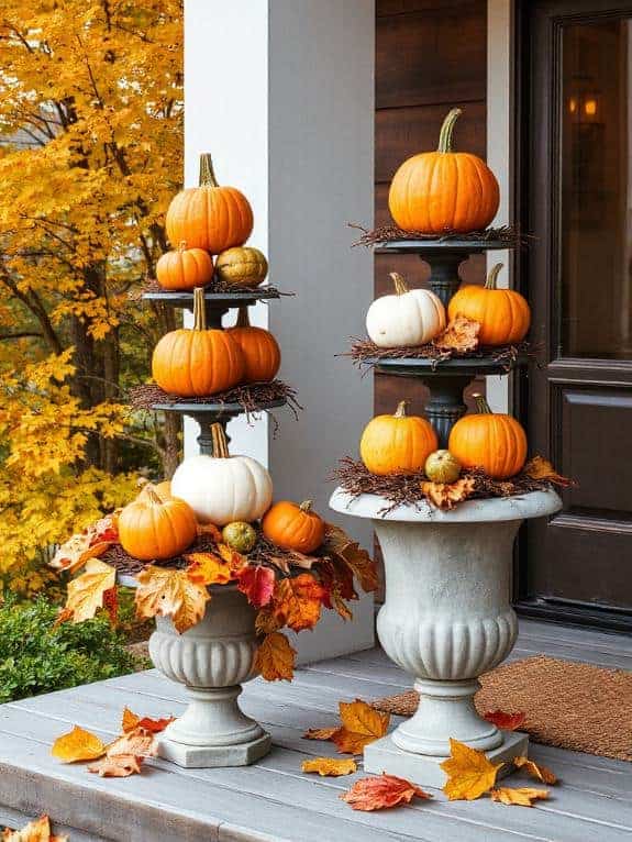 cozy fall pumpkin topiary