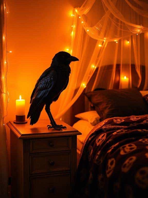 cozy faux crow decor
