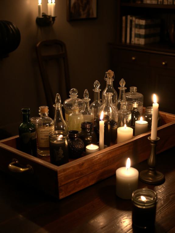 cozy halloween candle display