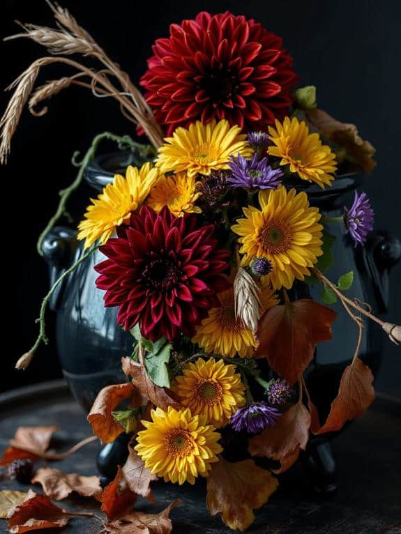 cozy halloween floral centerpiece