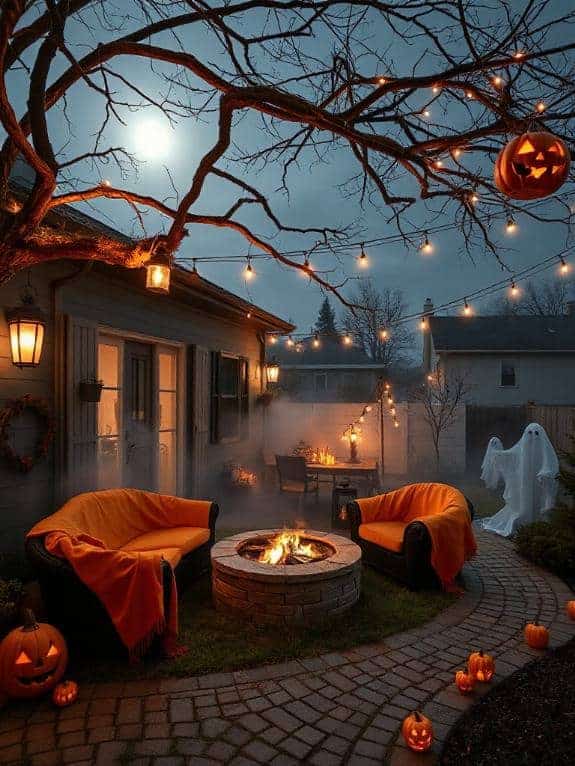 cozy halloween outdoor setup