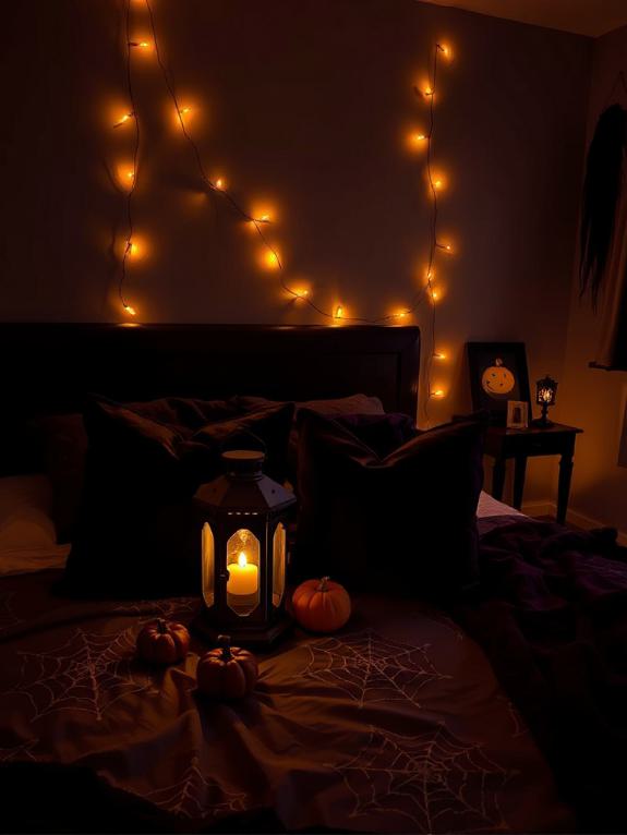 cozy orange headboard lighting