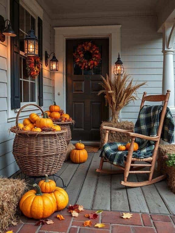 cozy wicker pumpkin decor