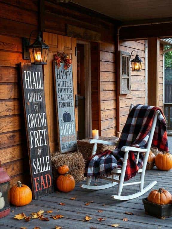 distressed wooden halloween signs