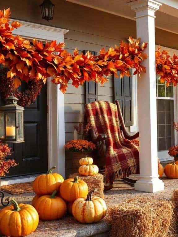 fall themed porch decoration idea