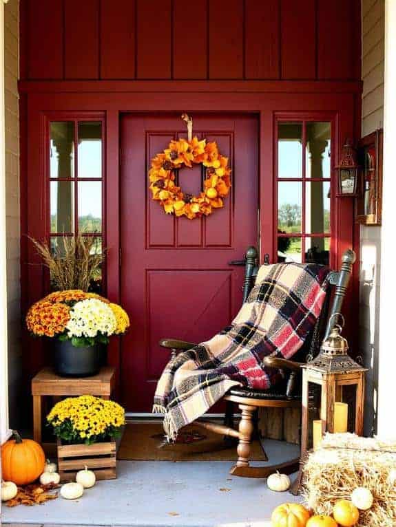 fall wreath on barn door