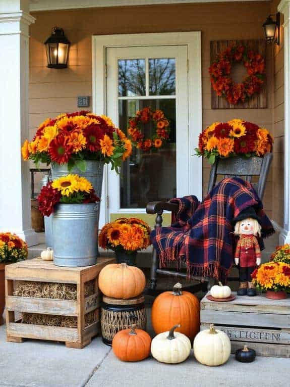 galvanized buckets with florals