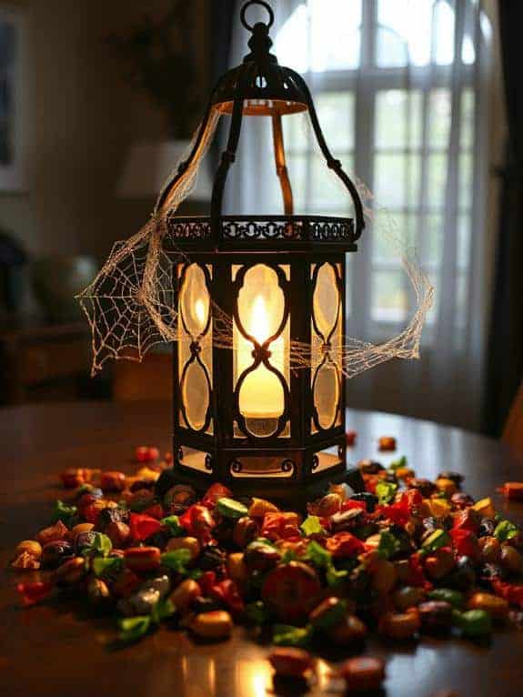 lantern with spider webs
