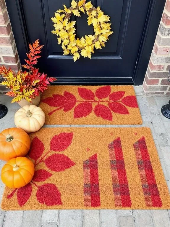 layered seasonal doormat setup