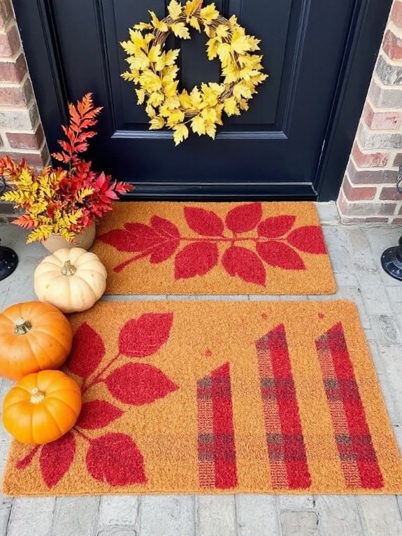 layered seasonal doormat setup