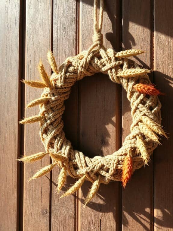 macrame and wheat wreath