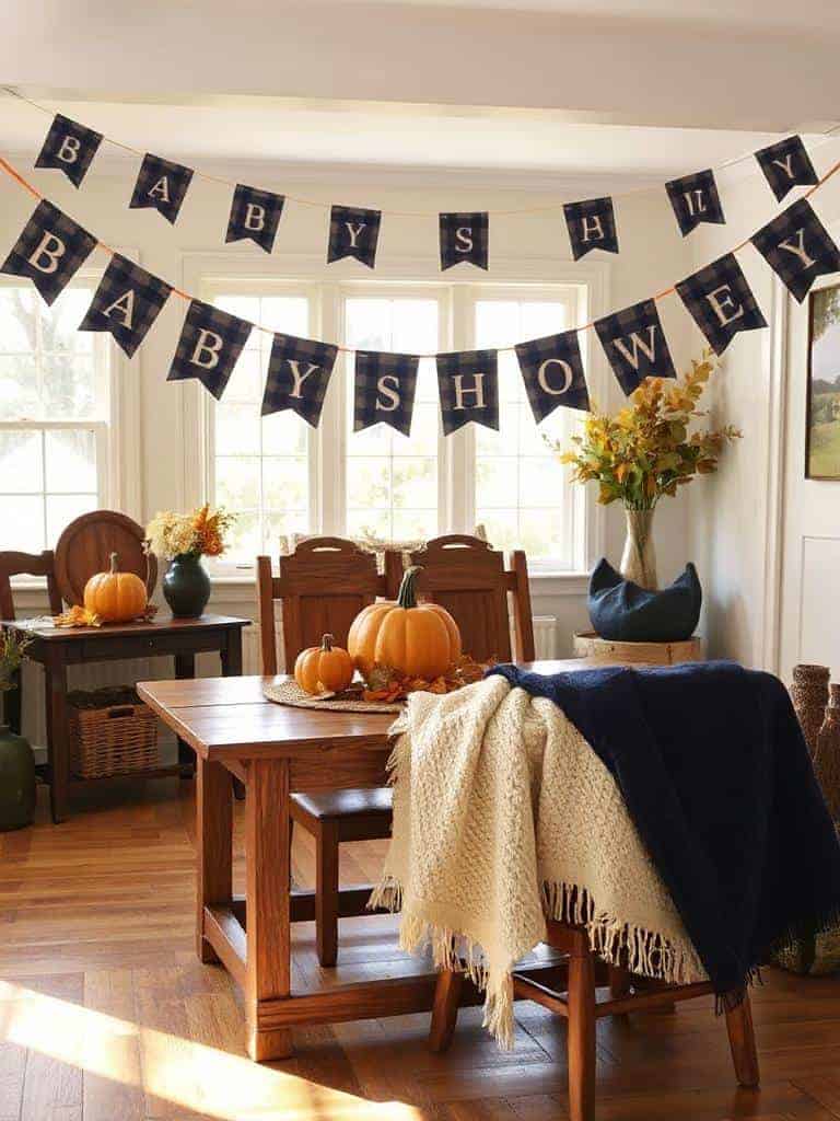 navy plaid baby shower banners