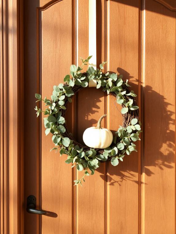 neutral wreath with pumpkins
