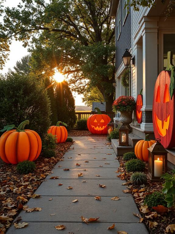 oversized pumpkin cutouts welcome