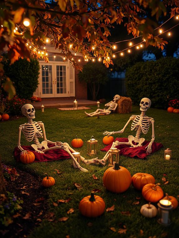 playful skeleton yard decorations