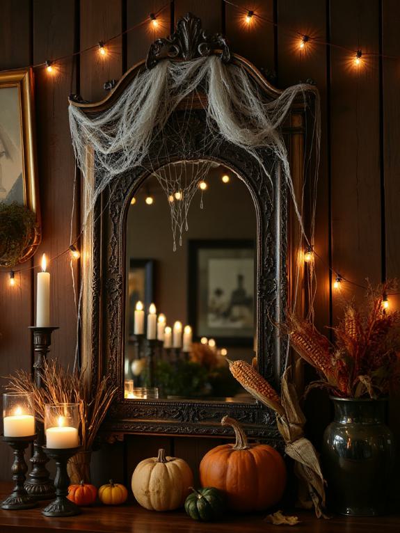 spooky mirrors with cobwebs