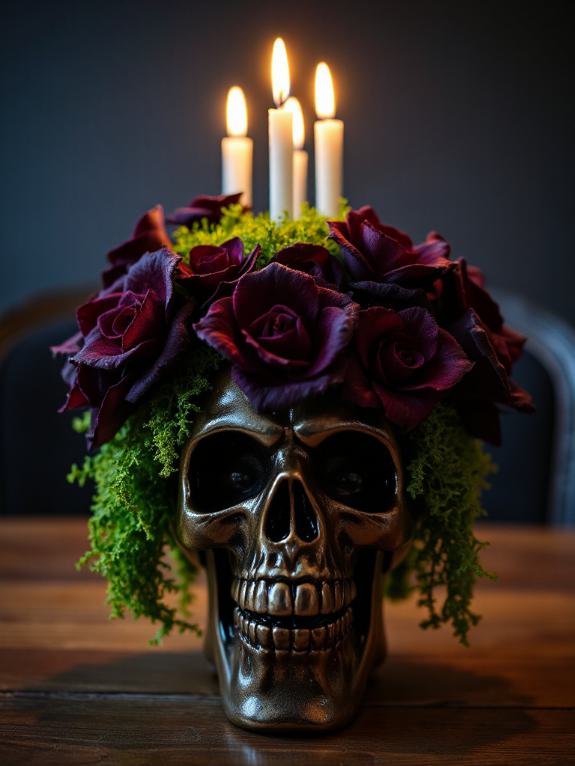 spooky skull planter decor