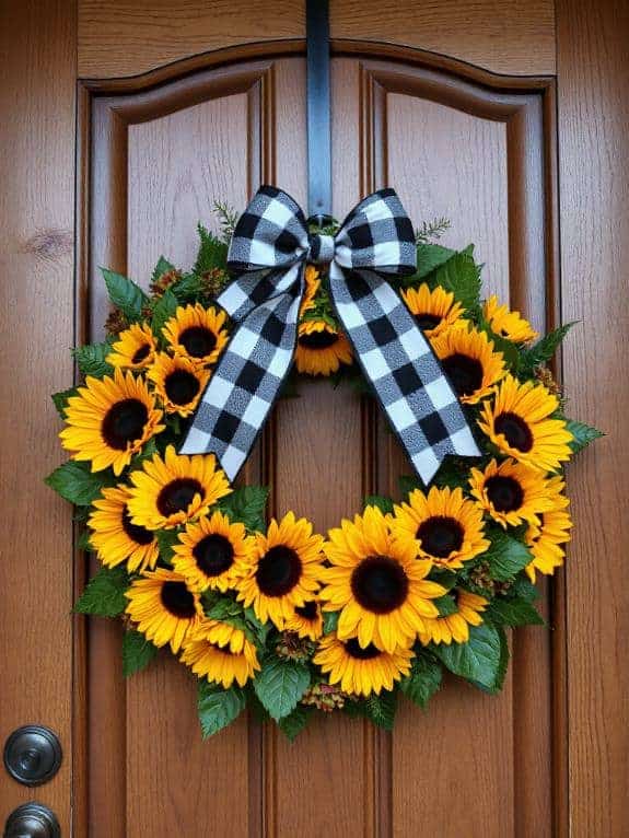 sunflower buffalo plaid wreath