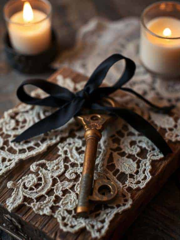vintage key with ribbon
