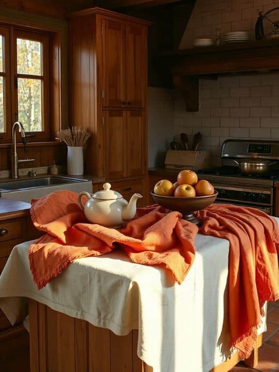 warm cozy kitchen linens