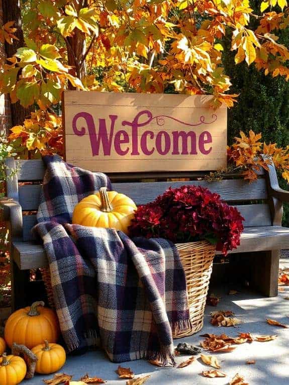 warm harvest welcome sign