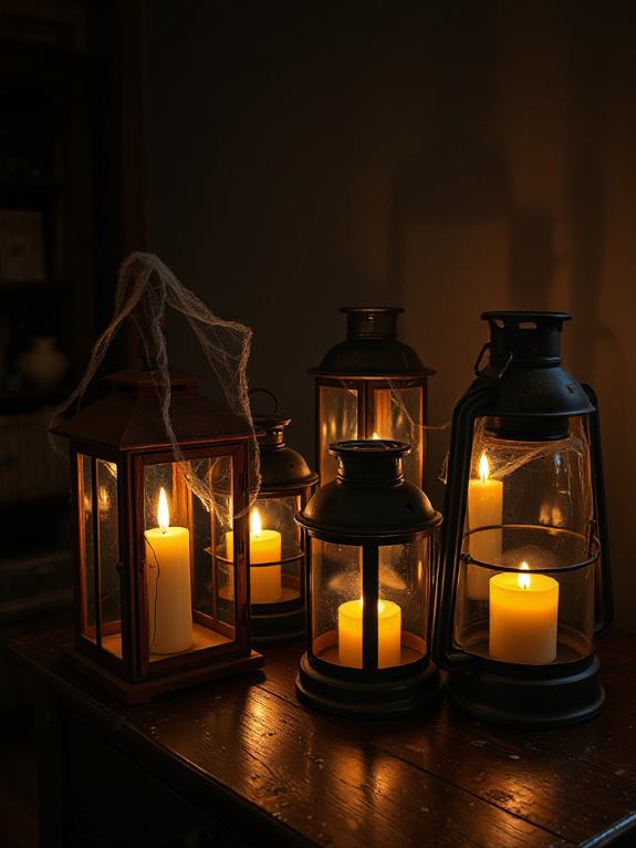 weathered lanterns with glow