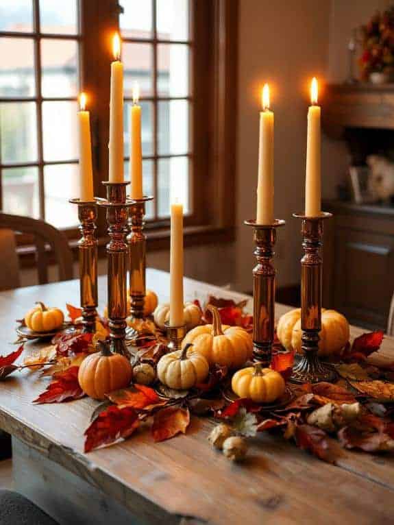 amber candle holders centerpiece
