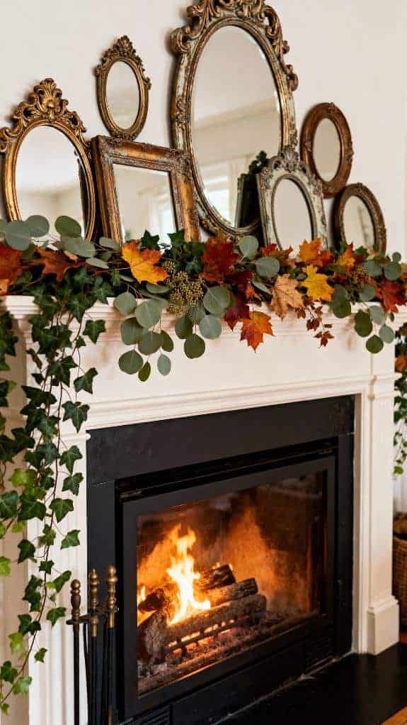 antique mirrors with greenery