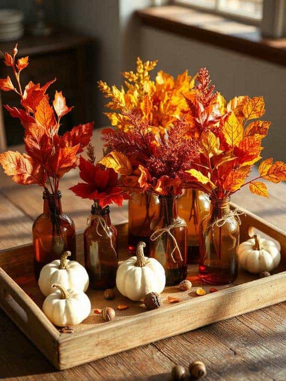 autumn decor with bottles