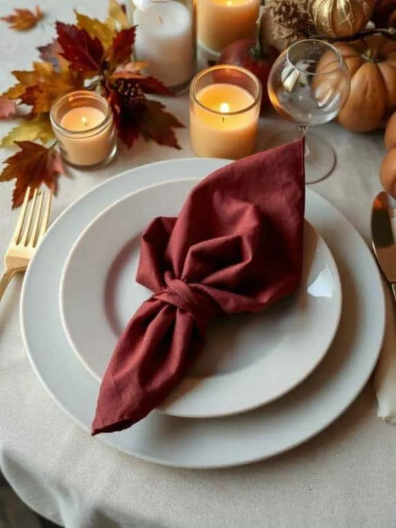 autumn rose shaped napkin folding