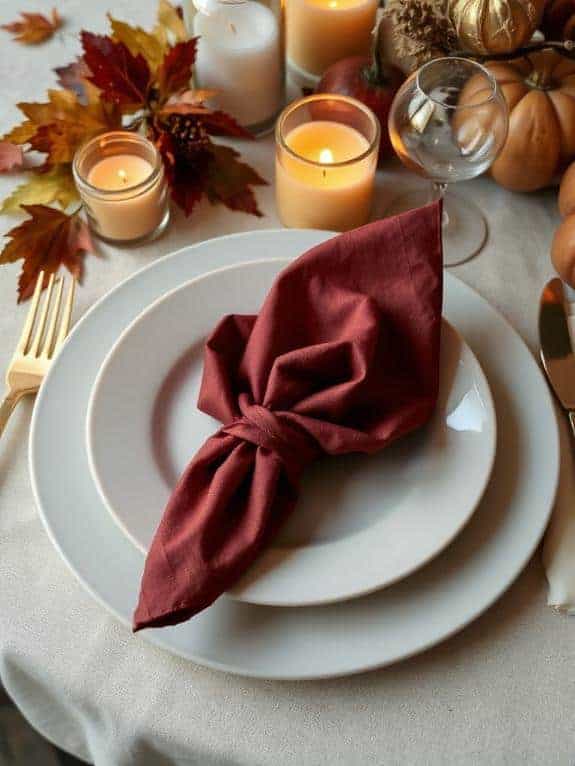 autumn rose shaped napkin folding