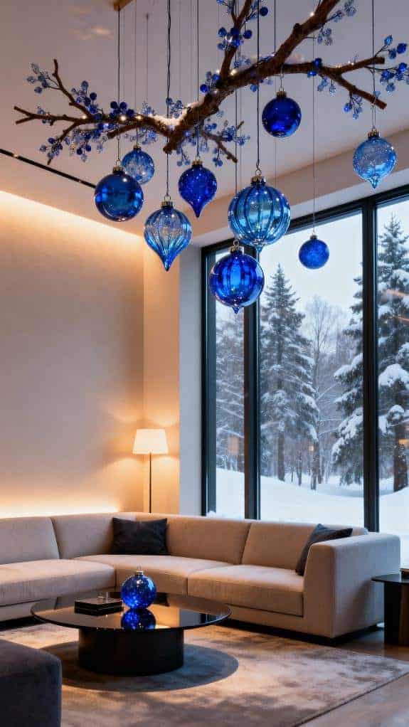blue glass ceiling ornaments