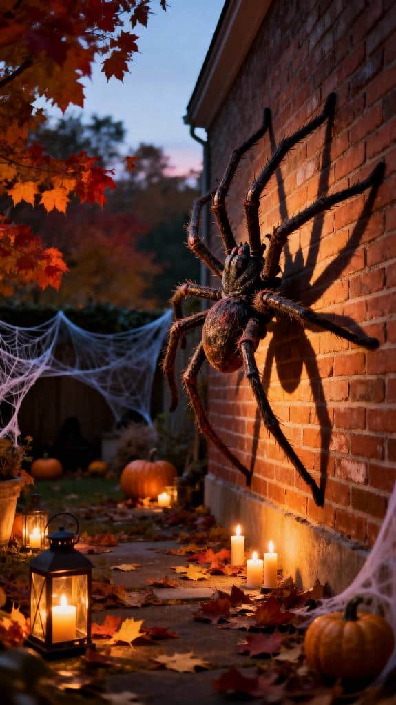 candlelit courtyard with spider