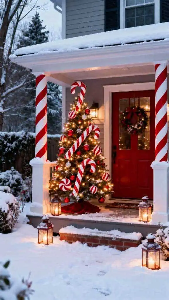 candy cane porch display