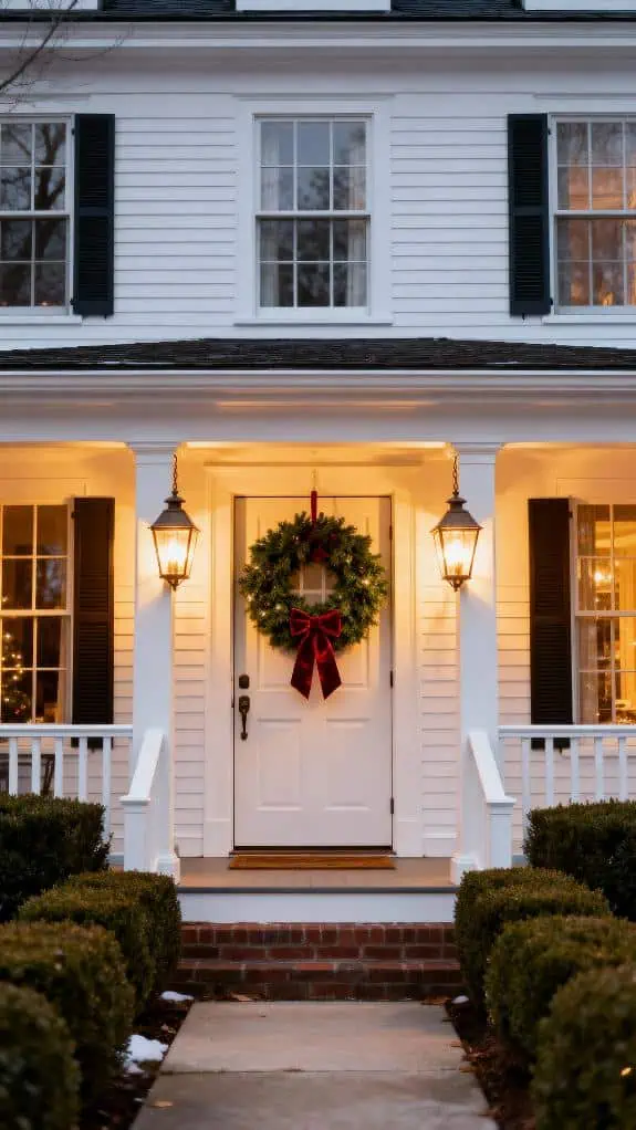 classic wreath and lanterns