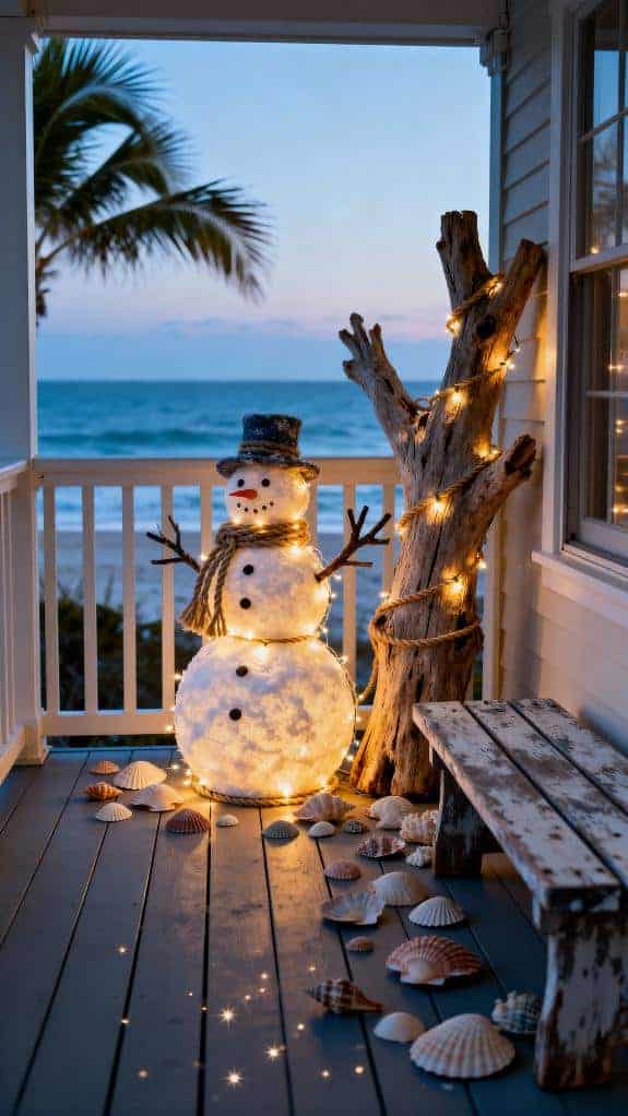 coastal winter porch decor