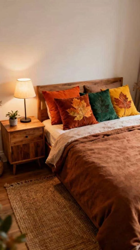 cocoa bedspread autumn pillows