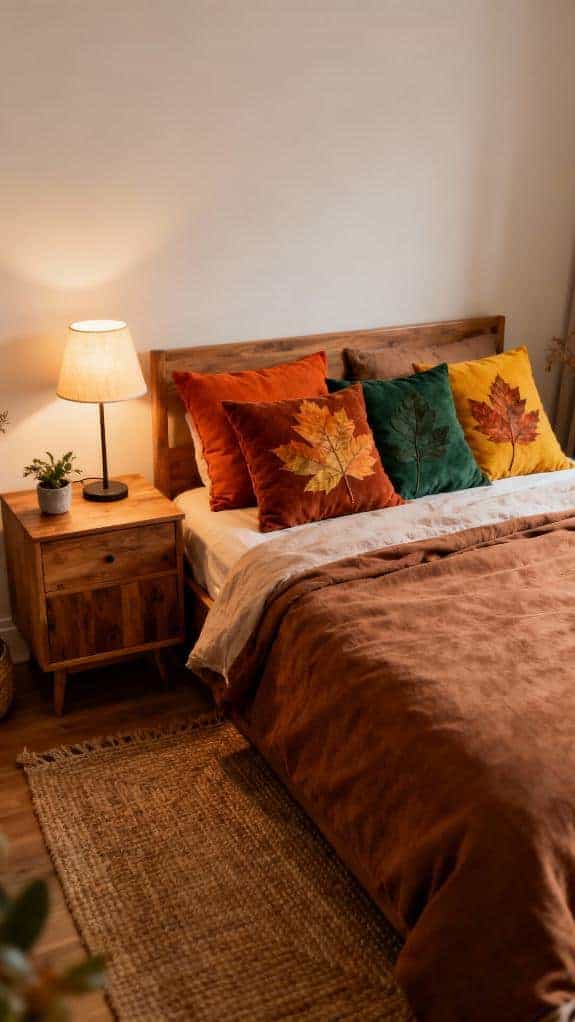 cocoa bedspread autumn pillows