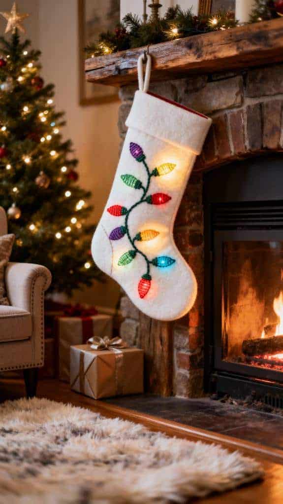 colorful christmas light stocking