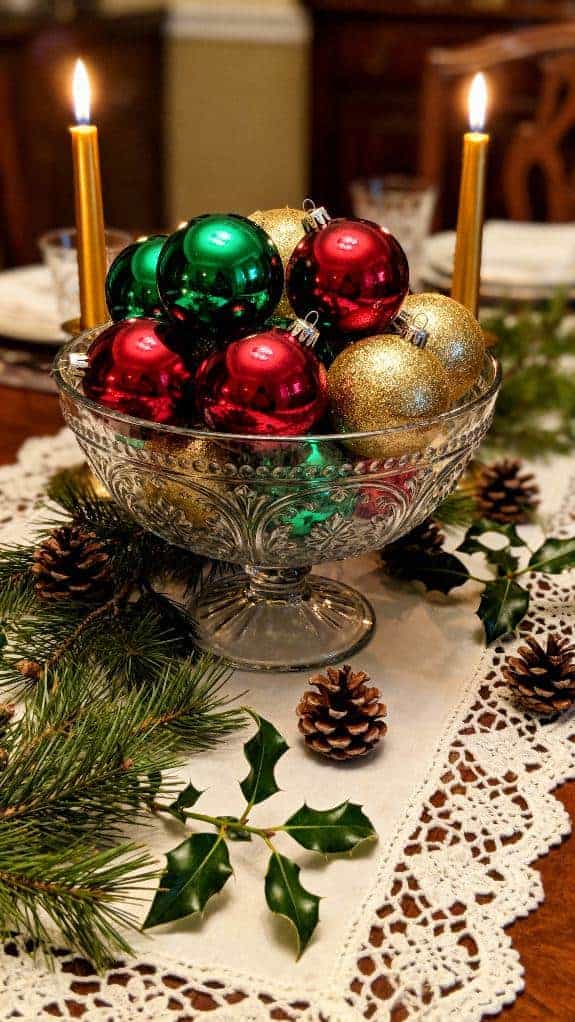 colorful holiday ornament centerpiece