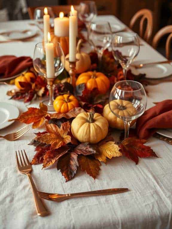 copper flatware ivory linens